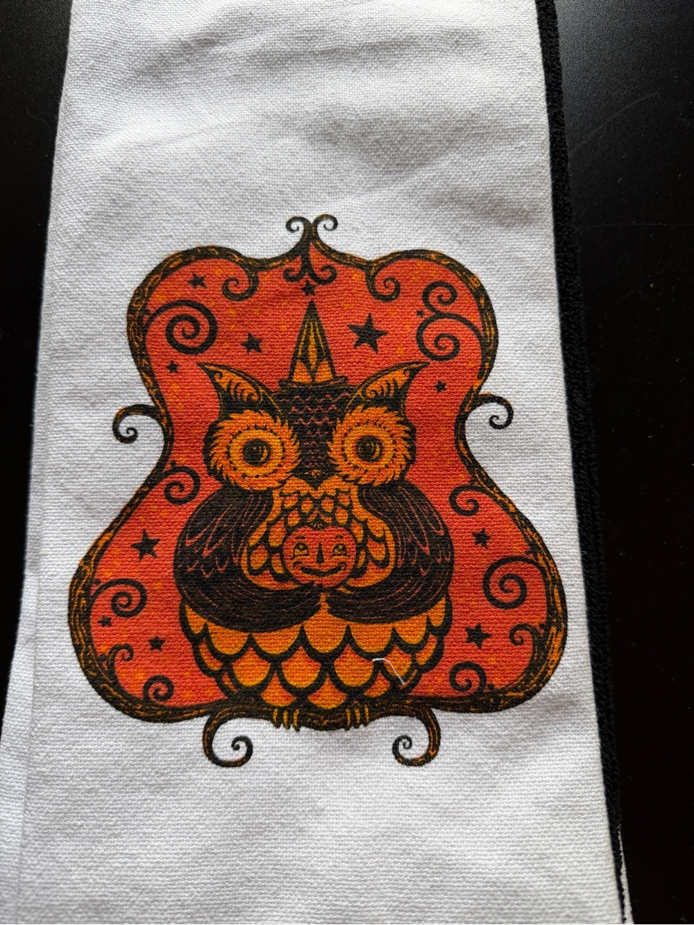 New Johanna Parker Halloween Set 3 Kitchen Bath Towels Black Orange Owl Pumpkin